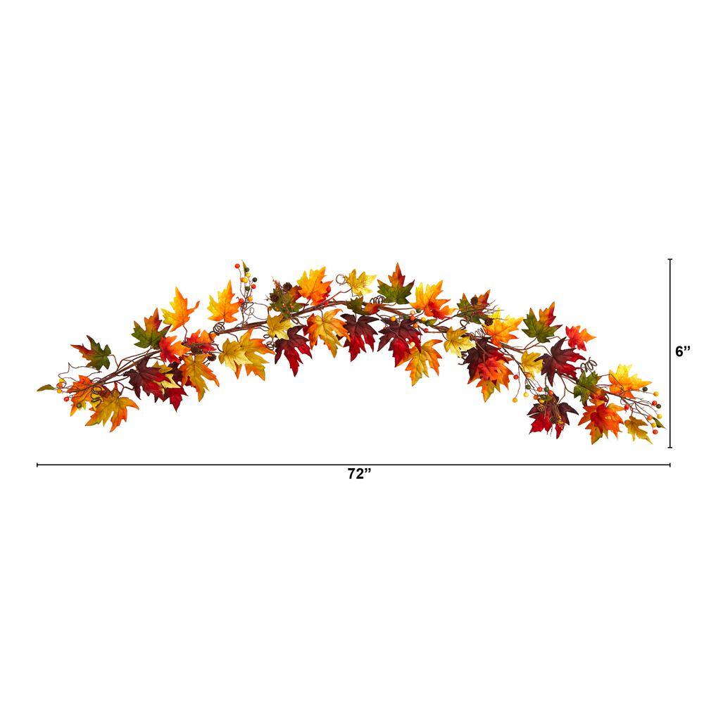 Nearly Natural  6 ft. Green Autumn Maple Leaf and Berry Fall Garland