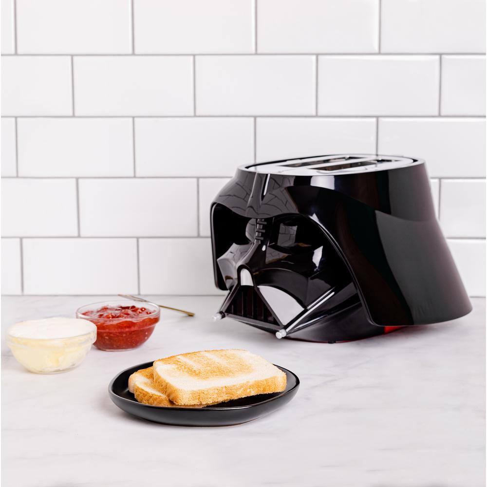 Uncanny Brands Black Star Wars Darth Vader Halo Two-Slice Toaster -- Lights-Up and Makes Lightsaber Sounds