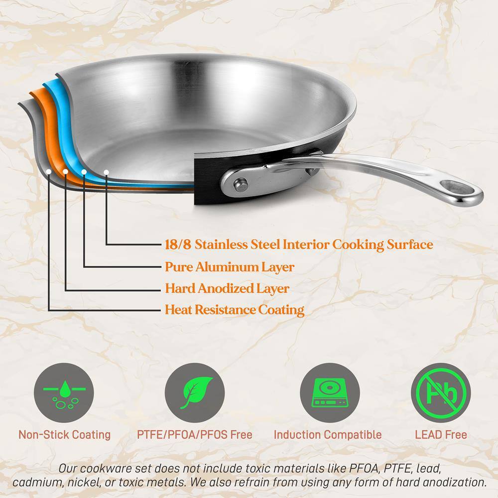 NutriChef Kitchenware Pots and Pans Stylish Kitchen Cookware Set, Non-Stick Coating Inside and Outside + Heat resistant Lacquer