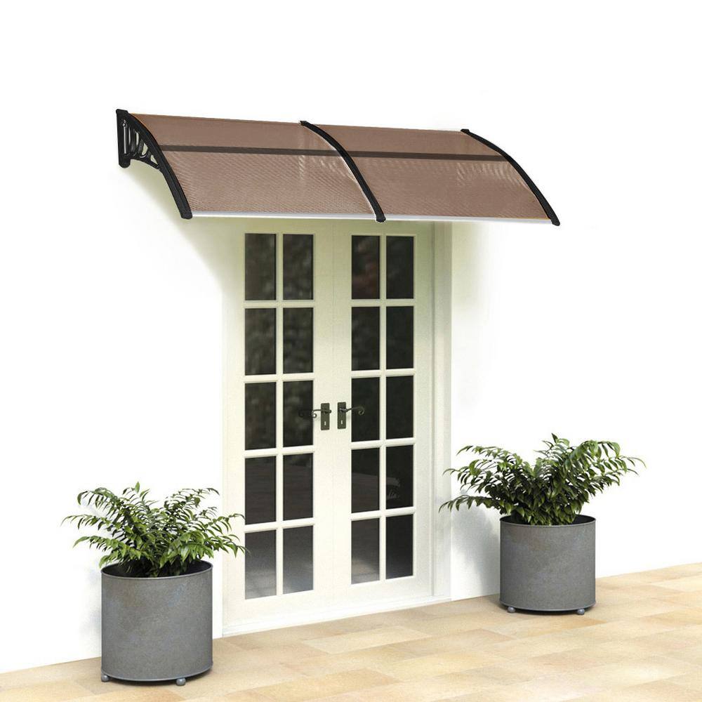 6.6 ft. L x 3 ft. W Brown Household Application Door and Window Awnings, Black Frame for Domestic Canopy