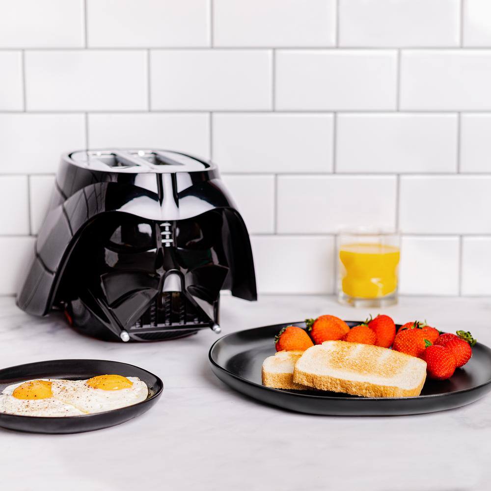 Uncanny Brands Black Star Wars Darth Vader Halo Two-Slice Toaster -- Lights-Up and Makes Lightsaber Sounds