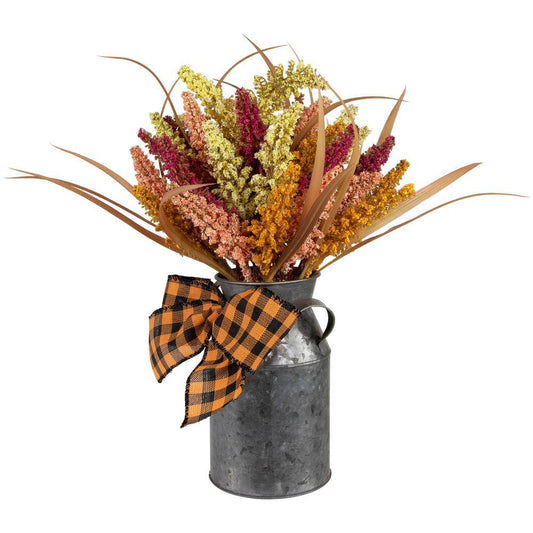 Northlight 18 in. Autumn Harvest Foliage in Canister Floral Decoration