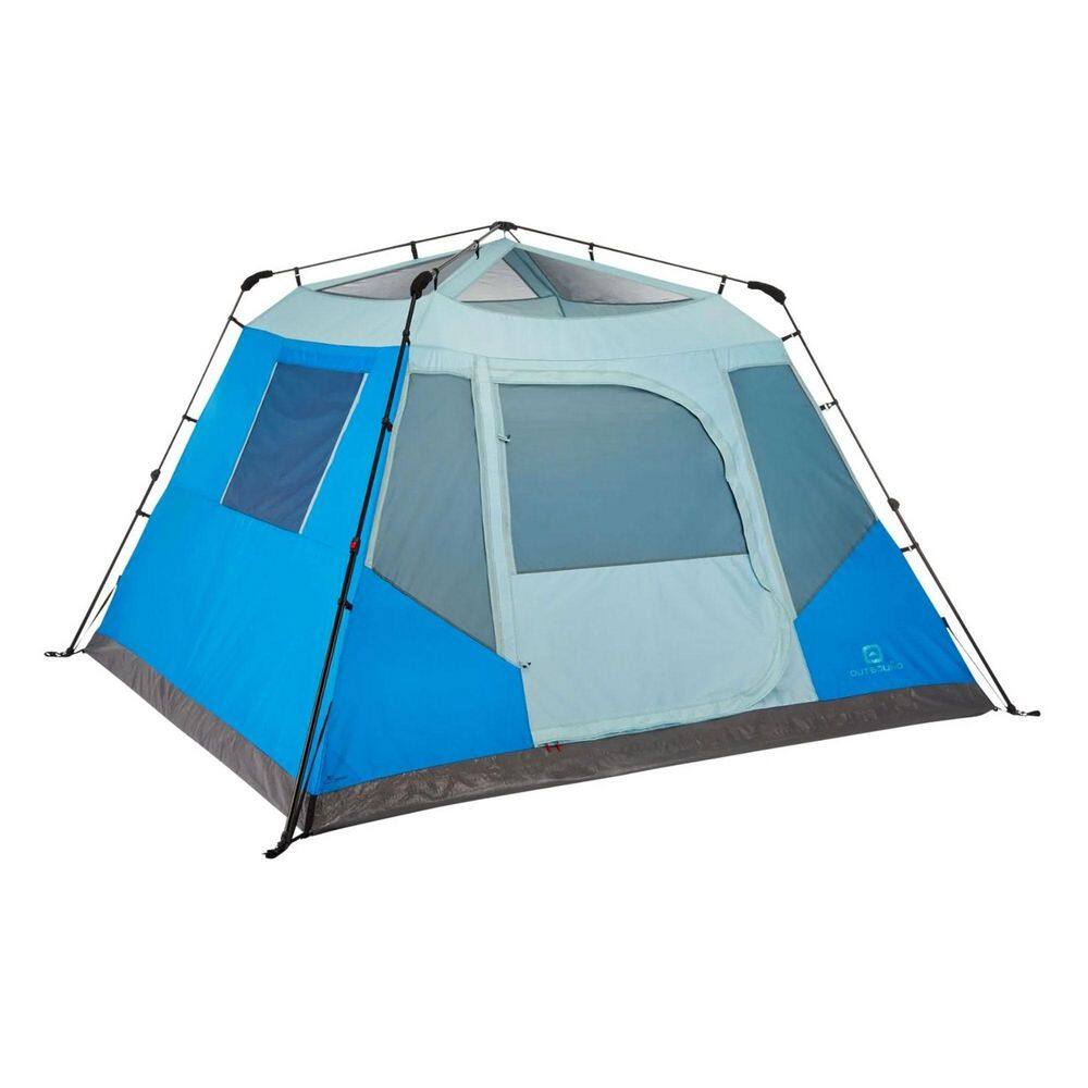 QuickCamp 6-Person 3 Season Cabin Tent with Rainfly and Carry Bag, Blue