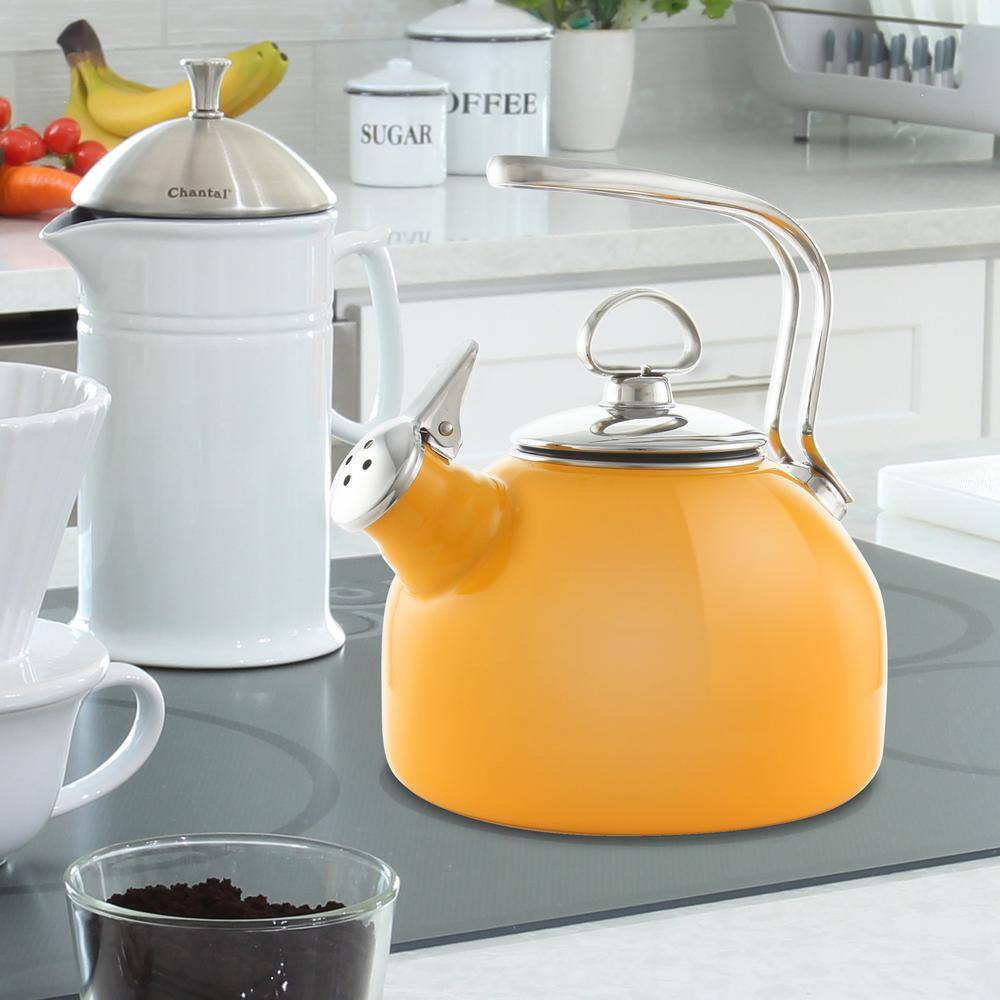 Chantal Classic 7.2-cups Enamel-On-Steel Marigold Yellow Tea Kettle