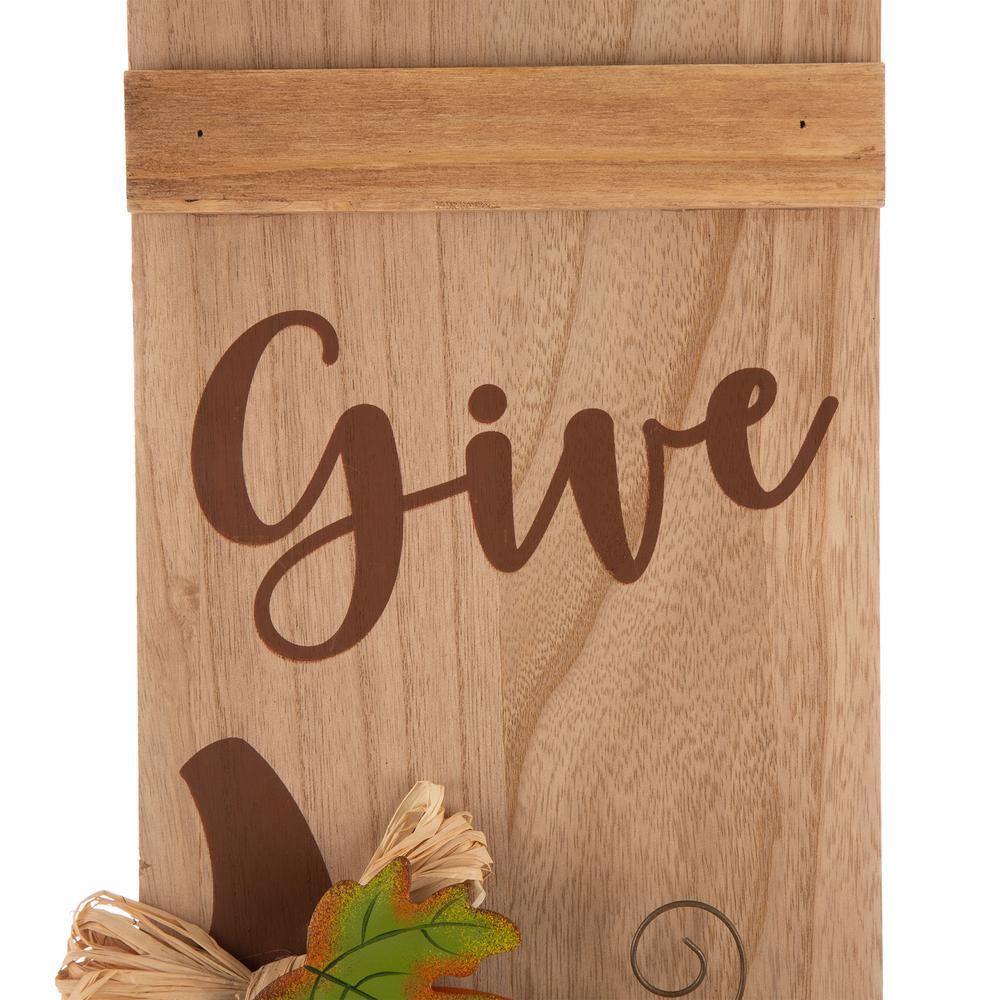 Glitzhome 42.00 in. H Thanksgiving Wooden Pumpkin Porch Sign