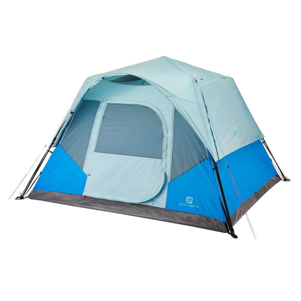 QuickCamp 6-Person 3 Season Cabin Tent with Rainfly and Carry Bag, Blue