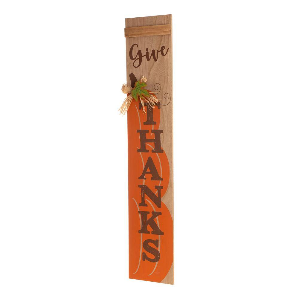 Glitzhome 42.00 in. H Thanksgiving Wooden Pumpkin Porch Sign