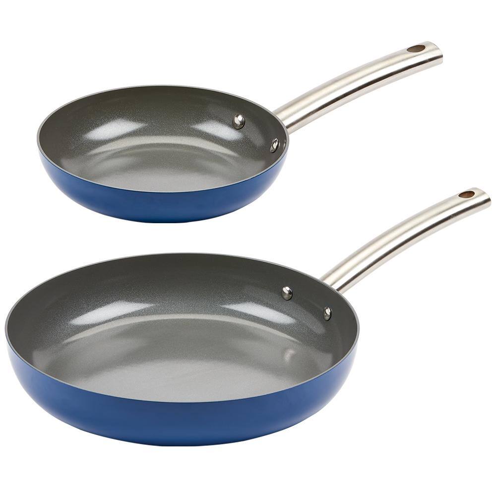 Emeril Everyday 2-Piece Blue Aluminum Anodized Non-stick Frying Pans, 8 and 10 in. set