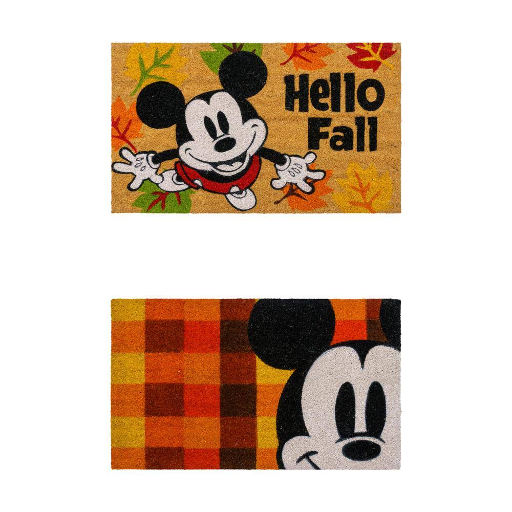 Disney Mickey Mouse Happy Fall 20 in. x 34 in. Coir Door Mat (2-Pack)