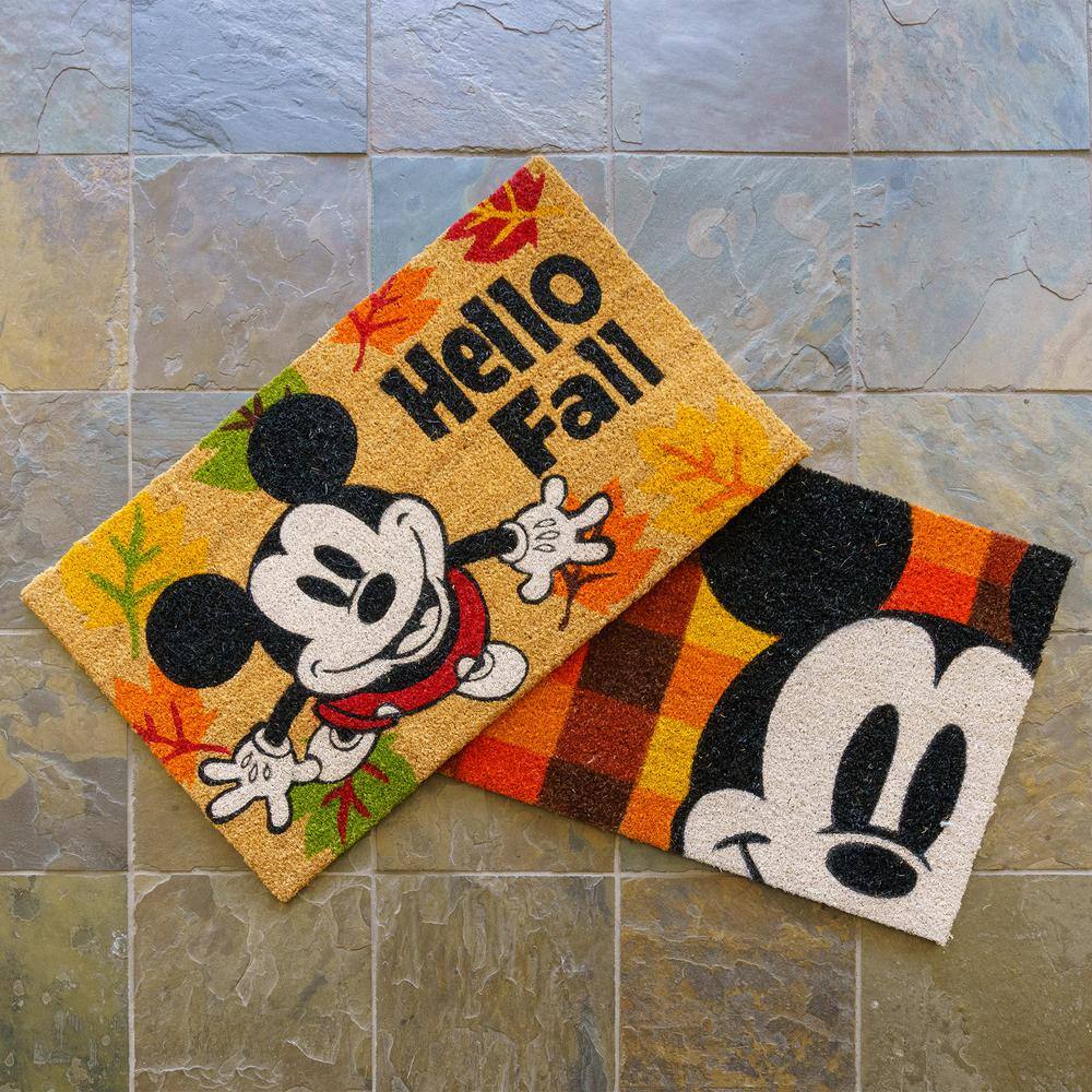 Disney Mickey Mouse Happy Fall 20 in. x 34 in. Coir Door Mat (2-Pack)