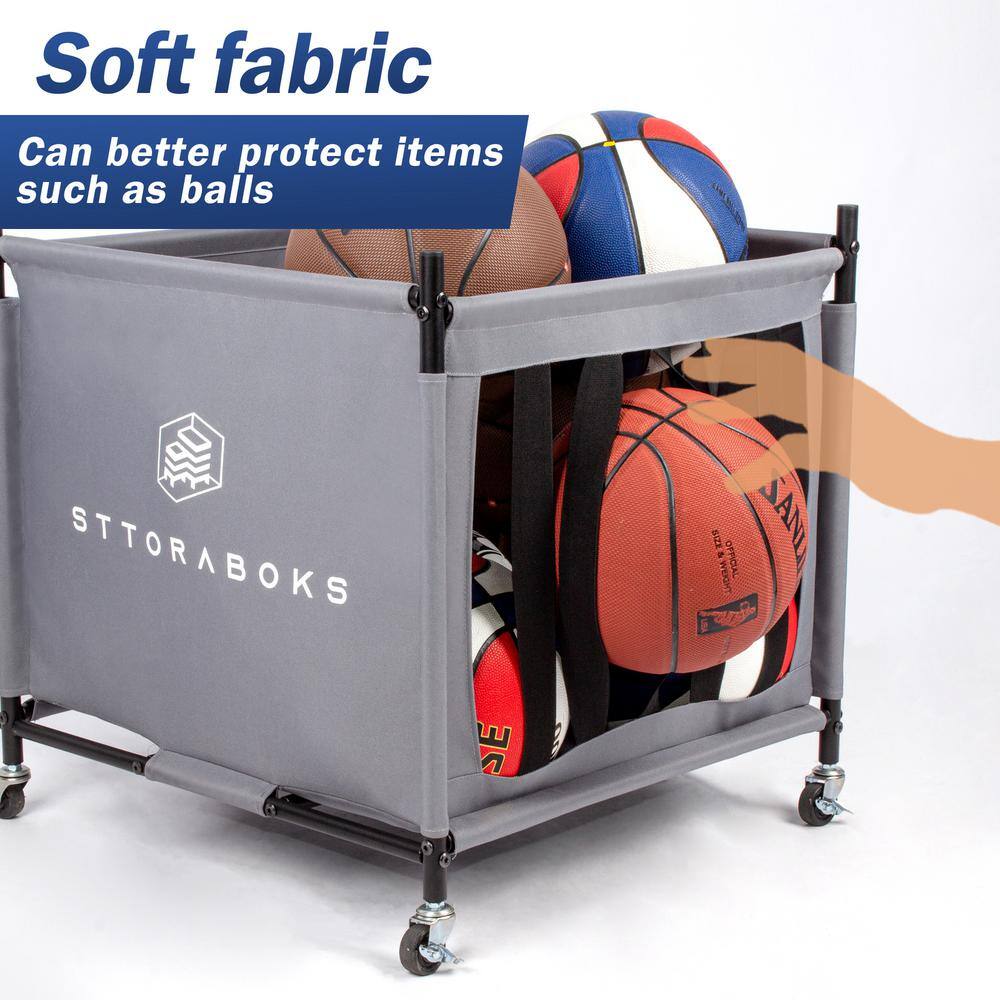 Sttoraboks 120 lbs CapacityGarage Sports Ball Storage Cart with Wheels, Ball Organizer Basket, Sports Equipment Storage Bin, 2 Pack