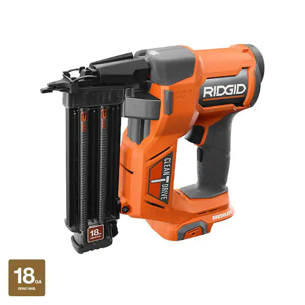 RIDGID  18V Brushless Cordless 18-Gauge 2-1/8 in. Brad Nailer (Tool Only) with CLEAN DRIVE Technology