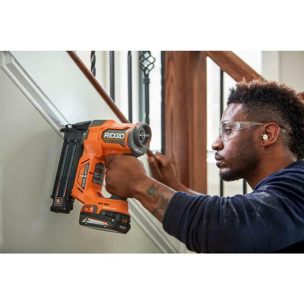 RIDGID  18V Brushless Cordless 18-Gauge 2-1/8 in. Brad Nailer (Tool Only) with CLEAN DRIVE Technology