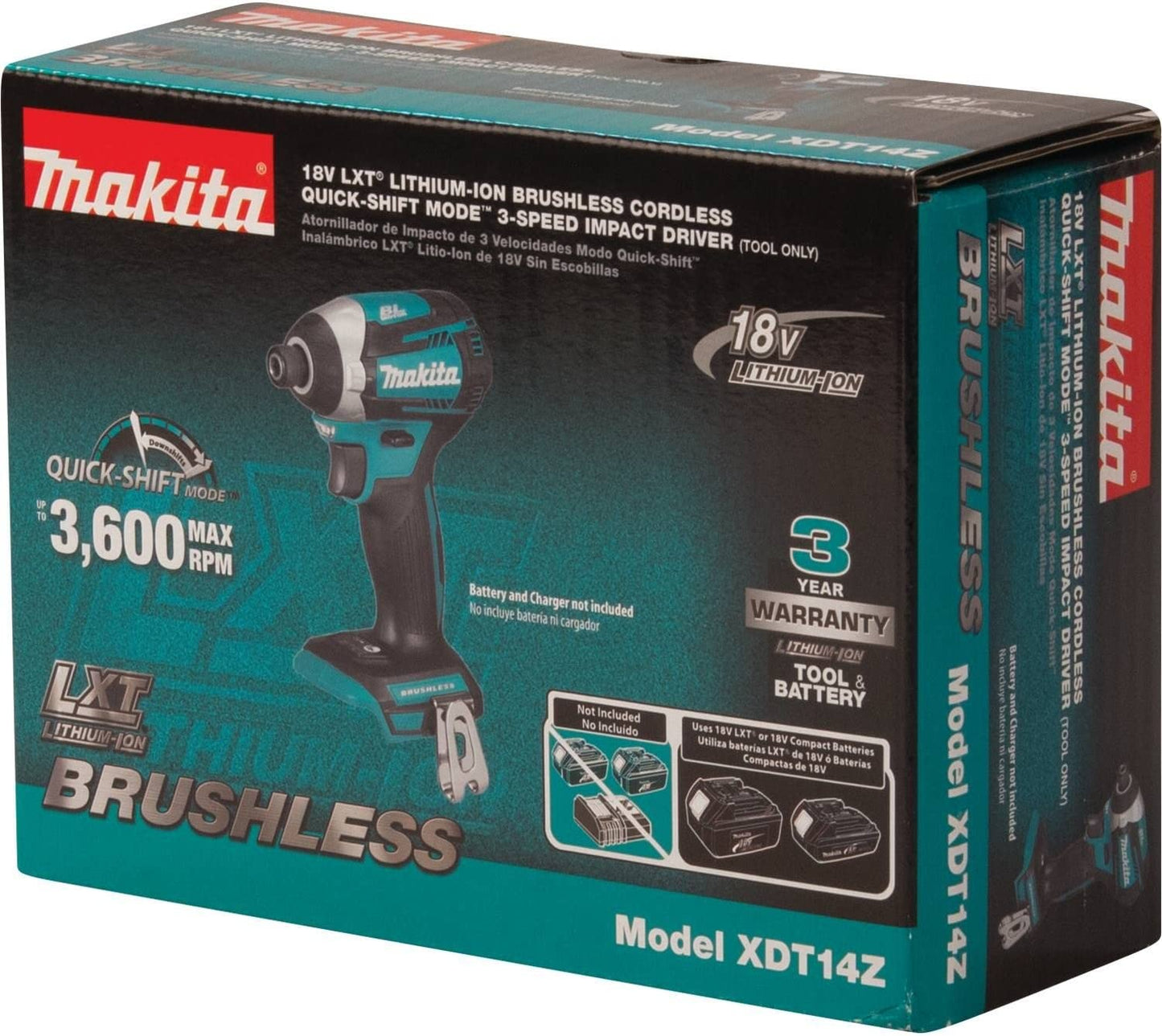 Makita  18V LXT Lithium-Ion Brushless 1/4 in. Cordless Quick-Shift Mode 3-Speed Impact Driver (Tool Only)