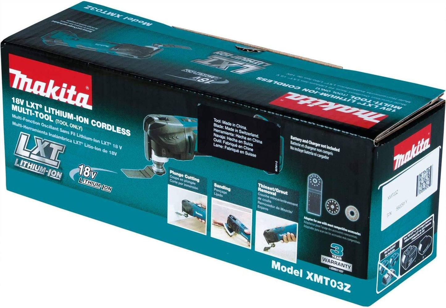 Makita  18V LXT Lithium-Ion Cordless Variable Speed Oscillating Multi-Tool (Tool-Only) With Blade and Accessory Adapters