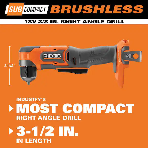 RIDGID  18V SubCompact Brushless Cordless 3/8 in. Right Angle Drill (Tool Only)