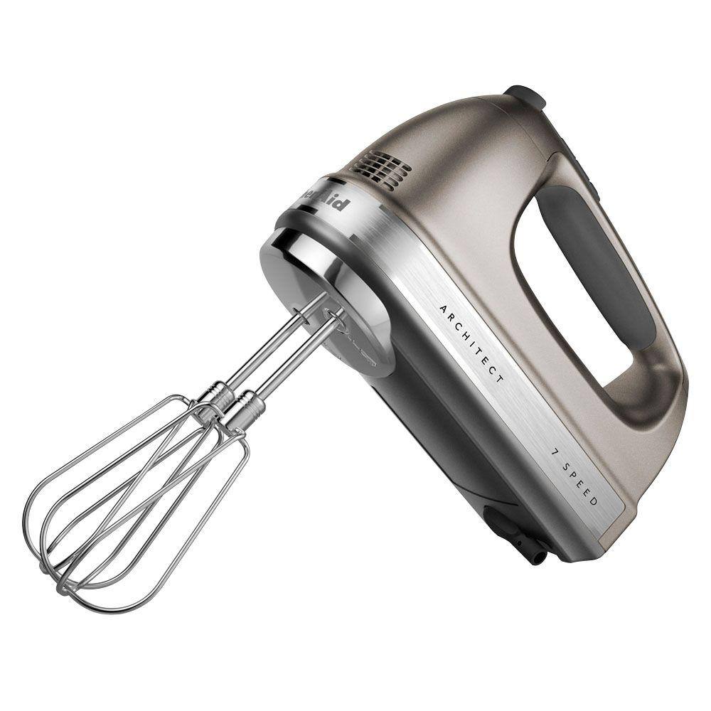 KitchenAid 7-Speed Contour Silver Hand Mixer with Beater and Whisk Attachments