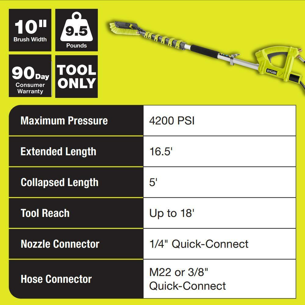 RYOBI  18 ft. Extension Pole with Brush for Pressure Washer