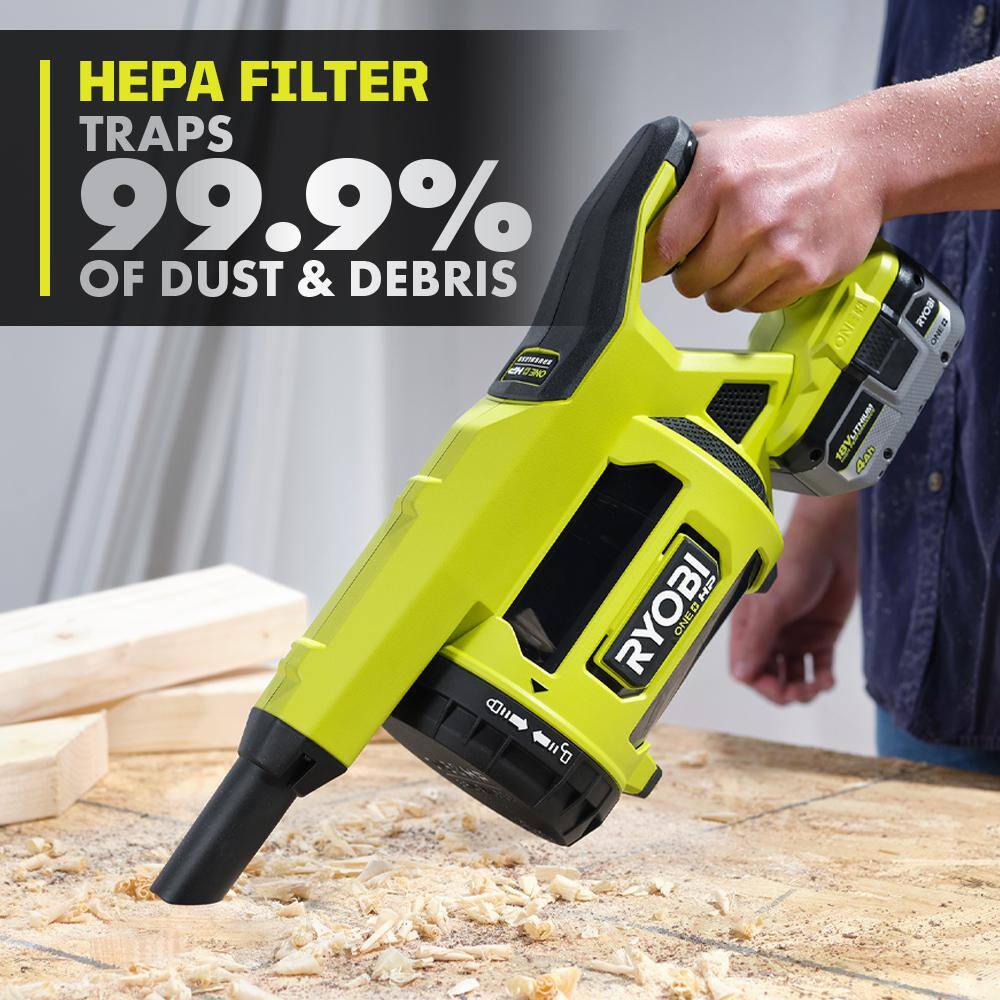 RYOBI ONE+ HP 18V Brushless Cordless Jobsite Hand Vacuum (Tool Only)