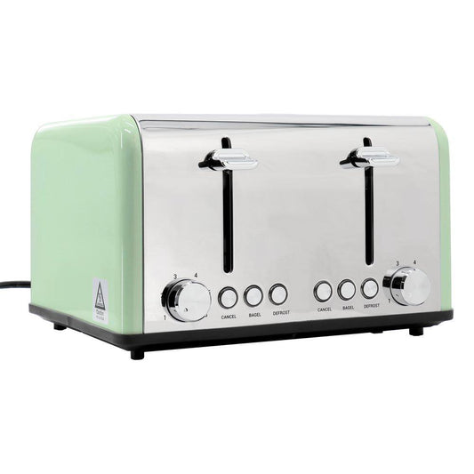 1650-Watt 4-Slice Moss Green Extra Wide Slot Stainless Steel Toaster