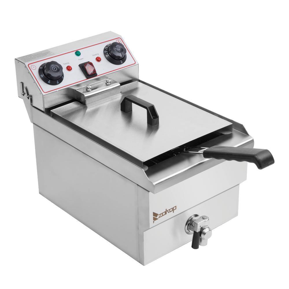 12.5 qt. Stainless Steel Electric Deep Fryer with Faucet