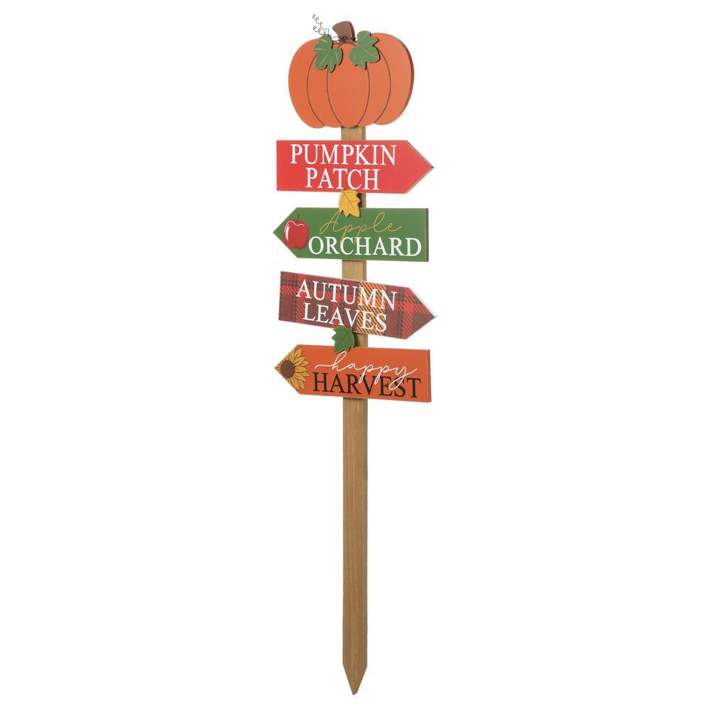 Glitzhome 41.75 in. H Fall Wooden Pumpkin Patch Yard Stake