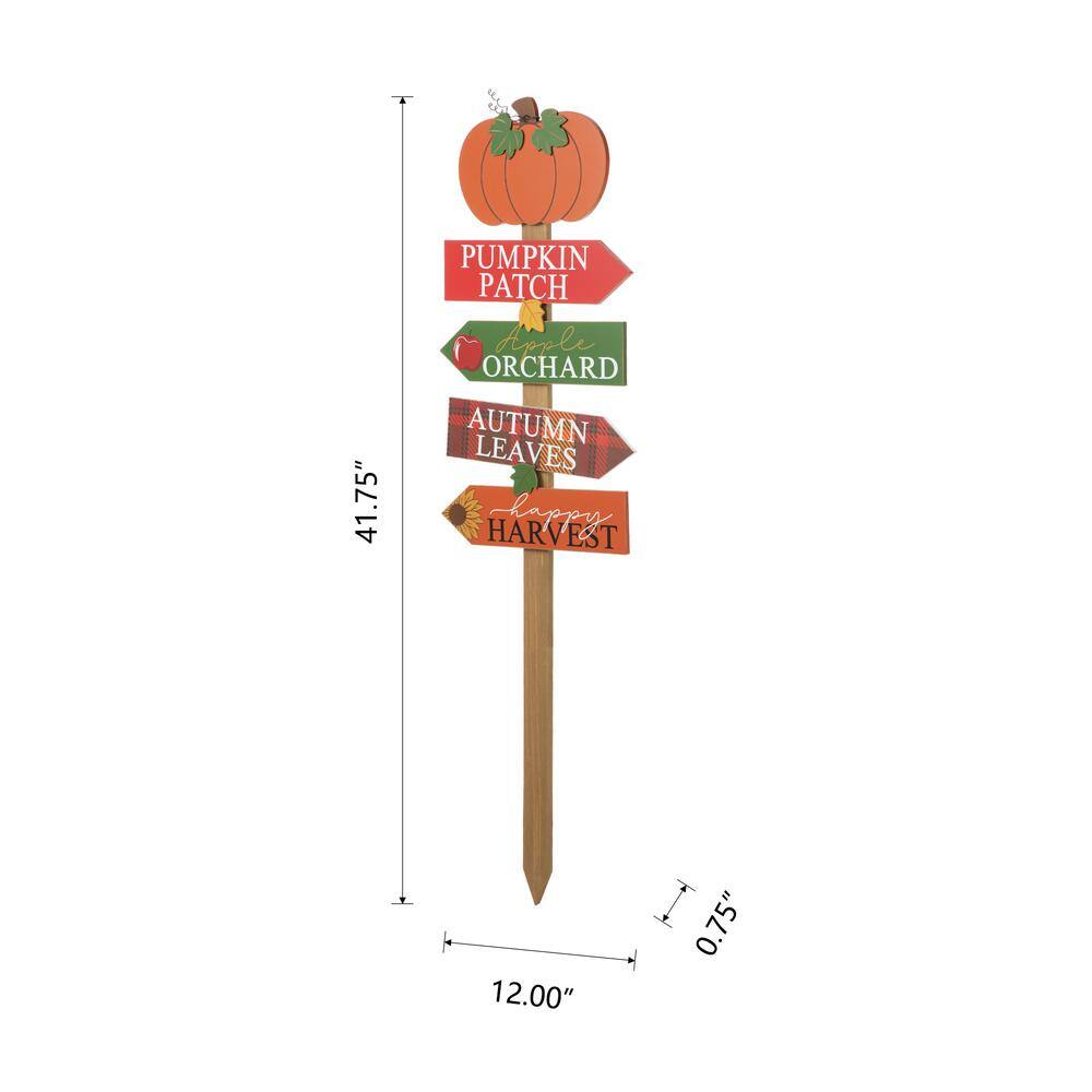 Glitzhome 41.75 in. H Fall Wooden Pumpkin Patch Yard Stake