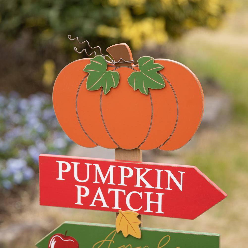 Glitzhome 41.75 in. H Fall Wooden Pumpkin Patch Yard Stake