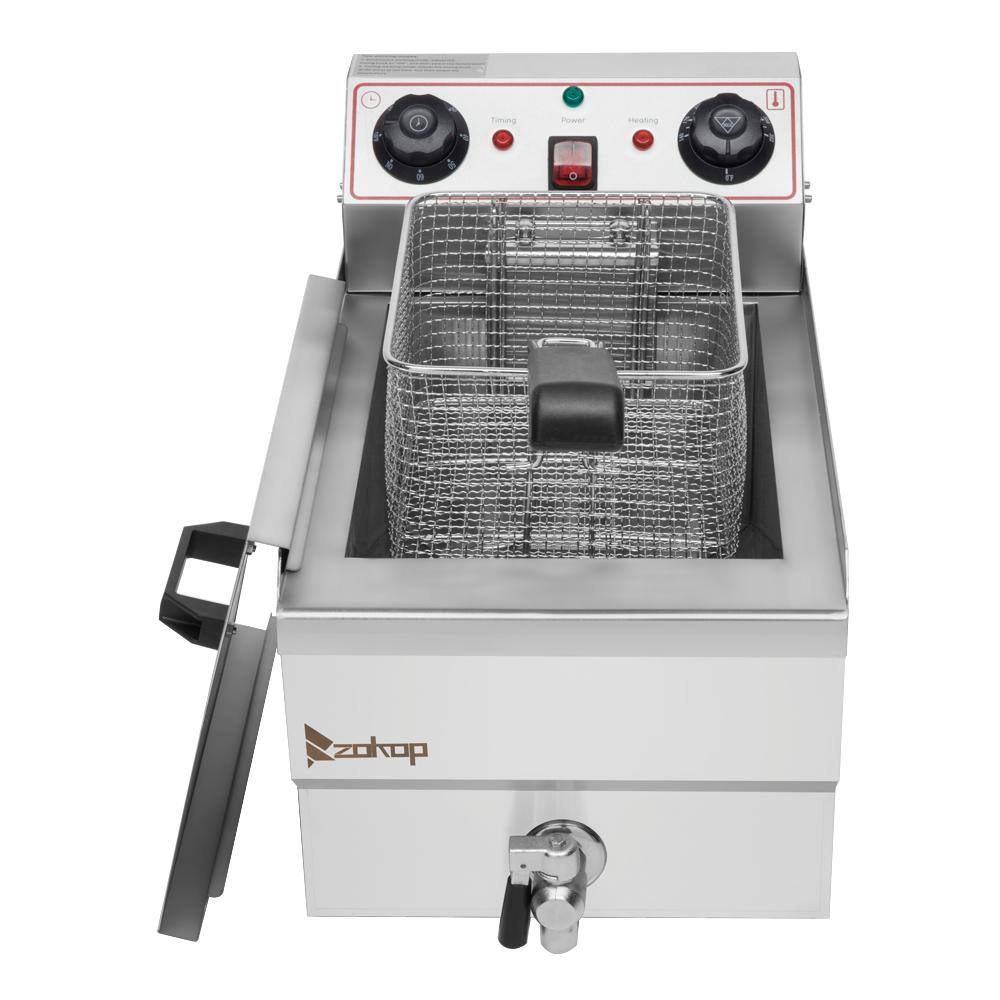 12.5 qt. Stainless Steel Electric Deep Fryer with Faucet