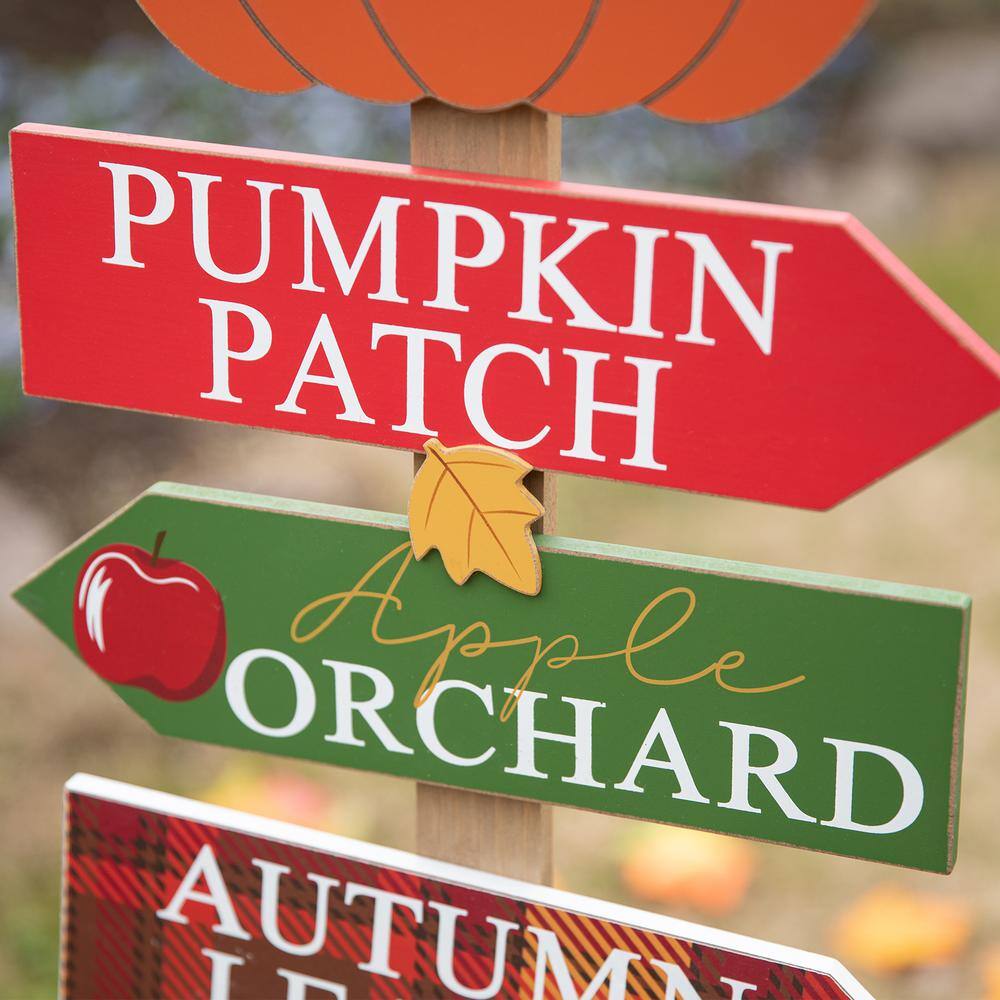 Glitzhome 41.75 in. H Fall Wooden Pumpkin Patch Yard Stake