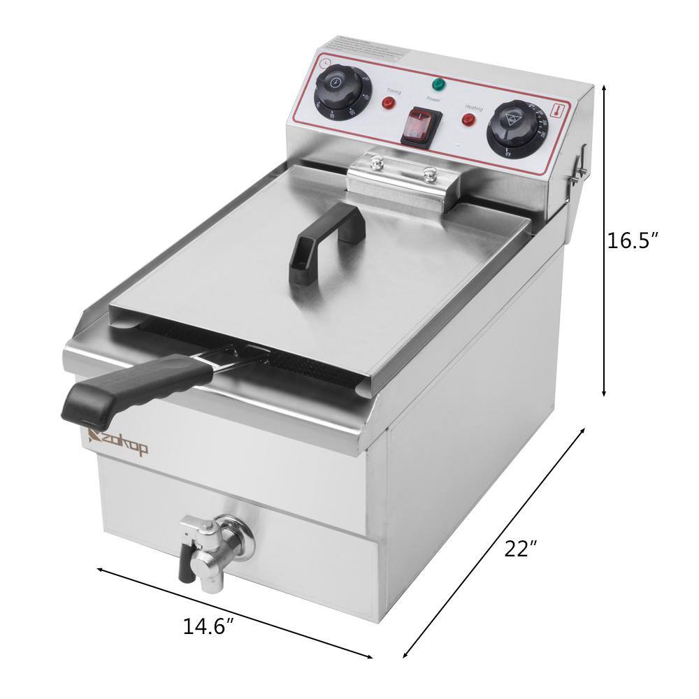 12.5 qt. Stainless Steel Electric Deep Fryer with Faucet