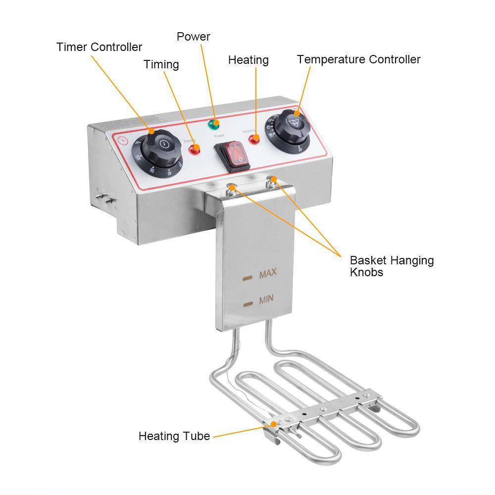 12.5 qt. Stainless Steel Electric Deep Fryer with Faucet