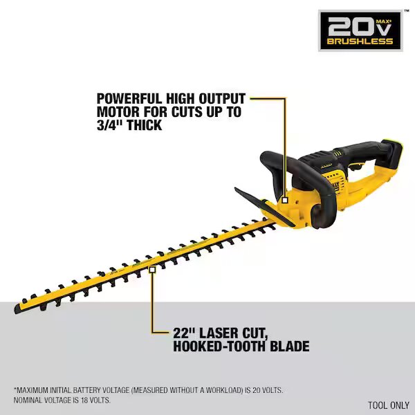 DEWALT  20V MAX Cordless Battery Powered Hedge Trimmer (Tool Only)