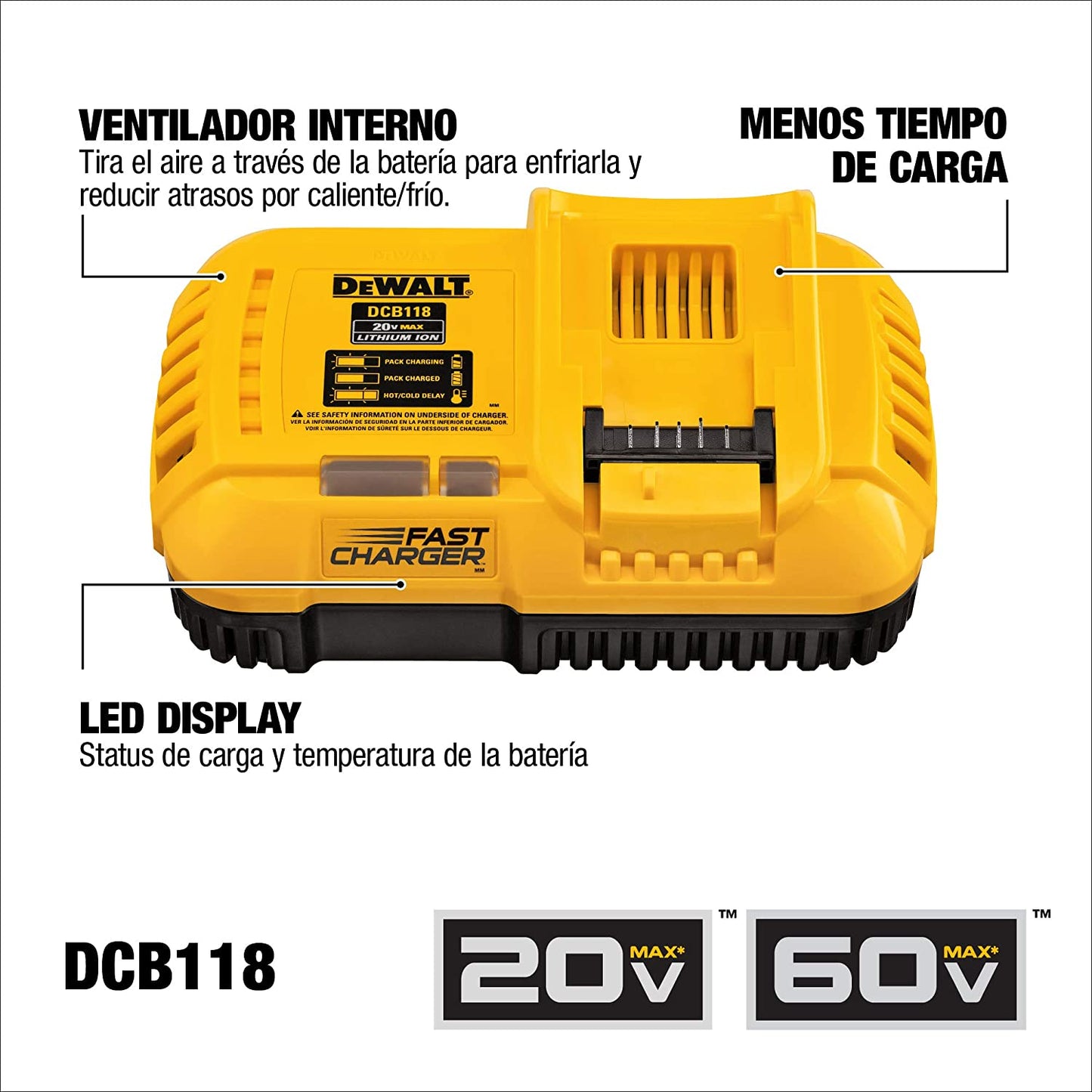 DEWALT  20V MAX Lithium-Ion Fan Cooled Fast Battery Charger