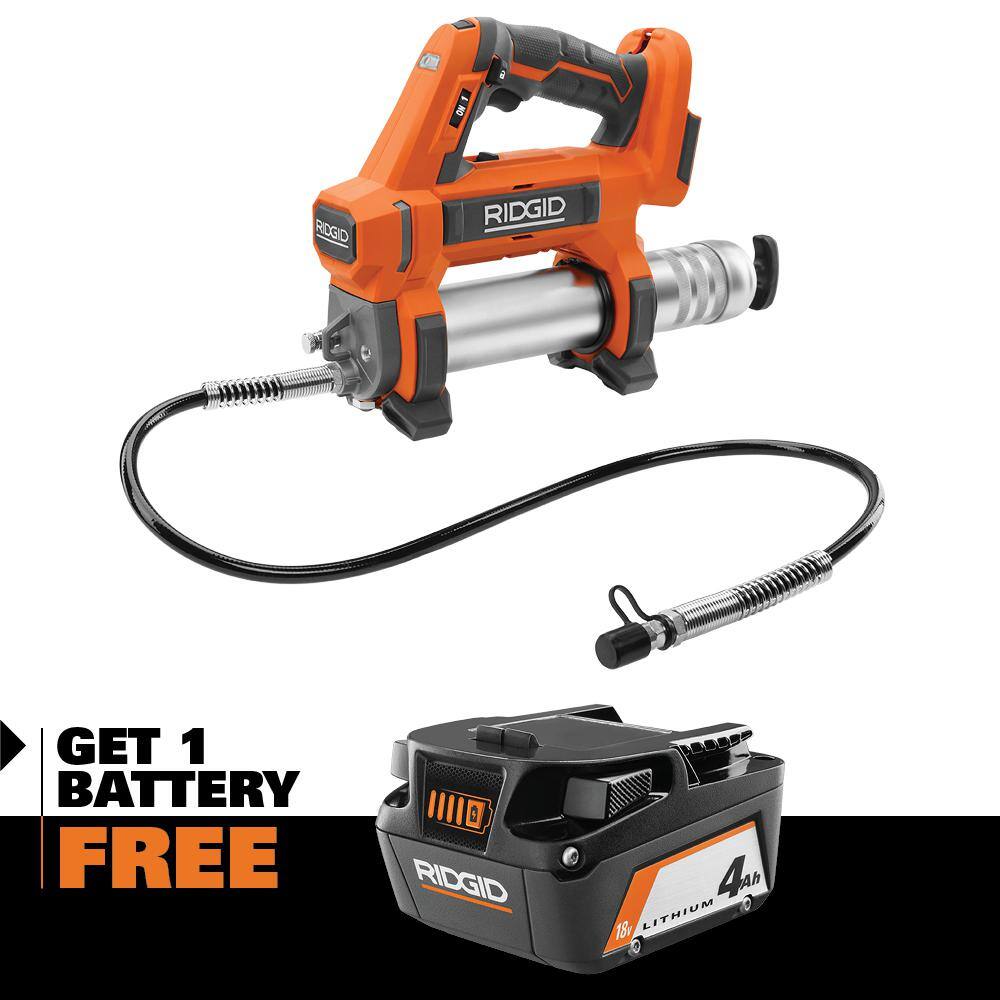 RIDGID 18V Cordless Grease Gun with 18V Lithium-Ion 4.0 Ah Battery