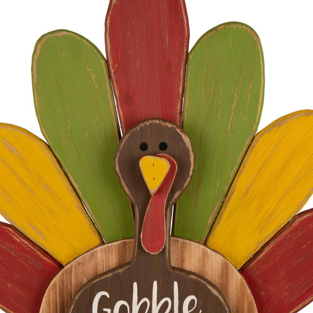 Glitzhome 24.33 in. H Thanksgiving Wooden Turkey Standing Decor (KD)