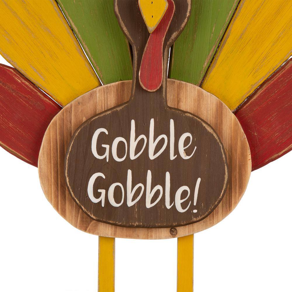 Glitzhome 24.33 in. H Thanksgiving Wooden Turkey Standing Decor (KD)