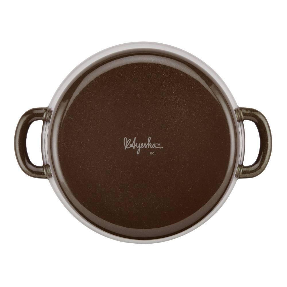 Ayesha Curry Home Collection 6 qt. Oval Cast Iron Dutch Oven in Brown Sugar with Lid