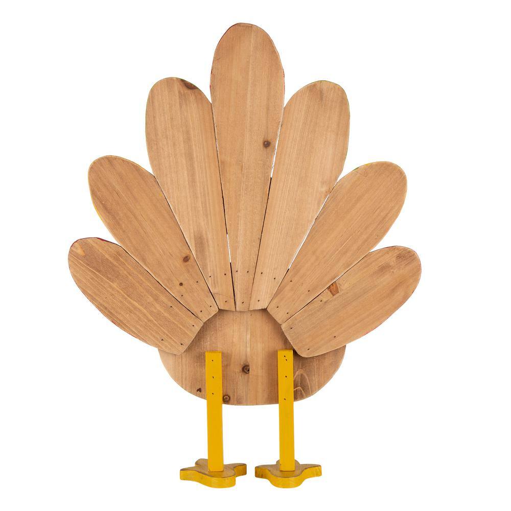 Glitzhome 24.33 in. H Thanksgiving Wooden Turkey Standing Decor (KD)