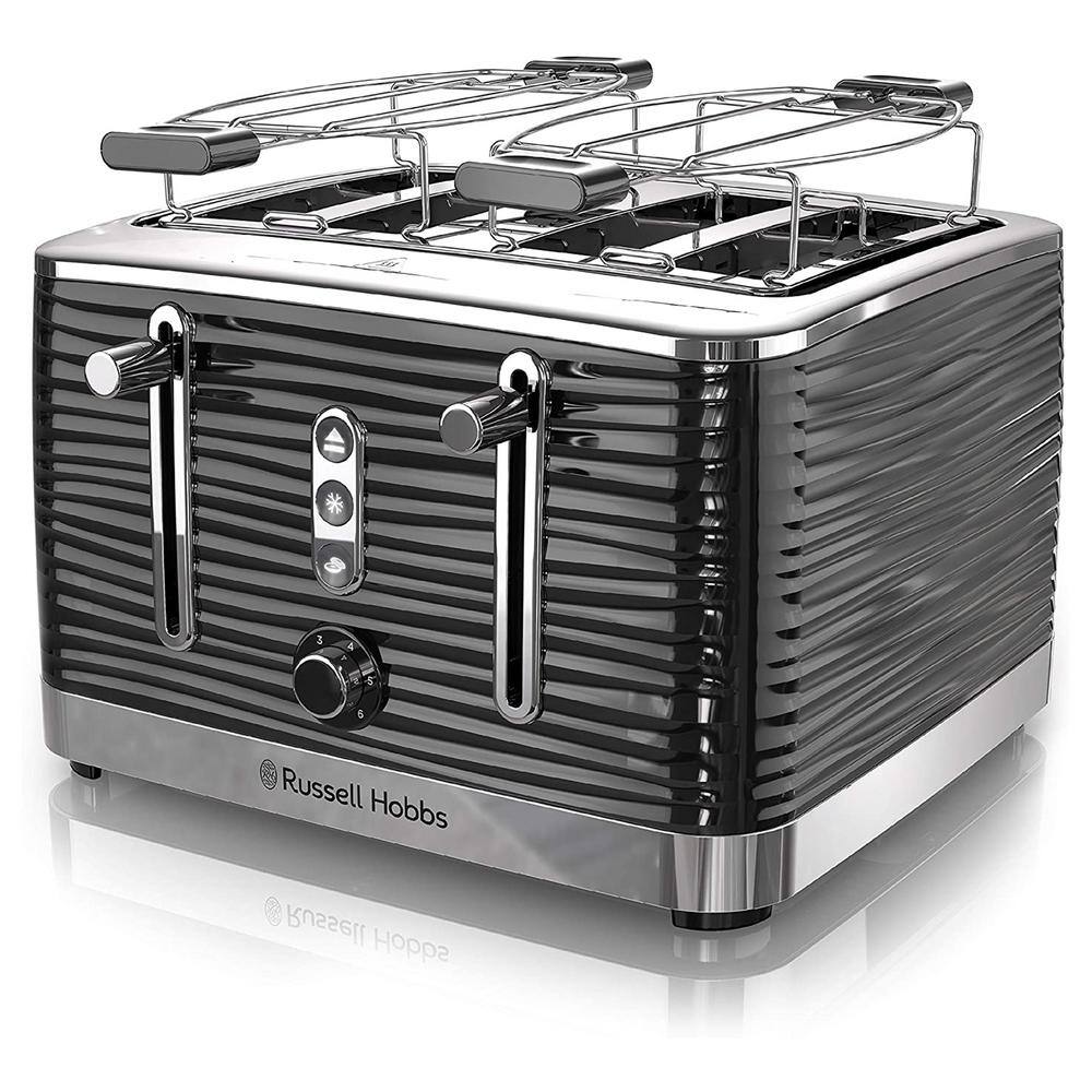 Russell Hobbs Coventry Retro 4-Slice Black Wide Slot Toaster