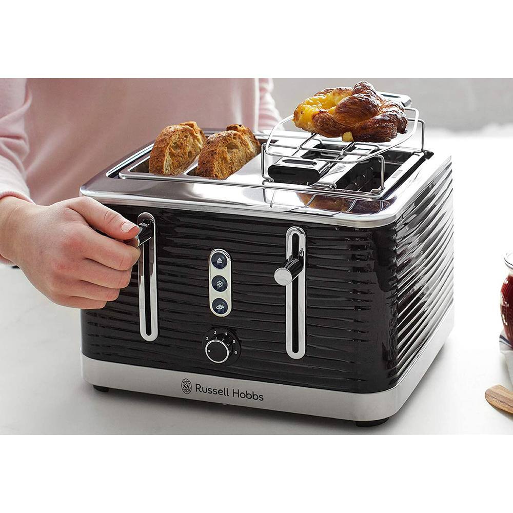 Russell Hobbs Coventry Retro 4-Slice Black Wide Slot Toaster