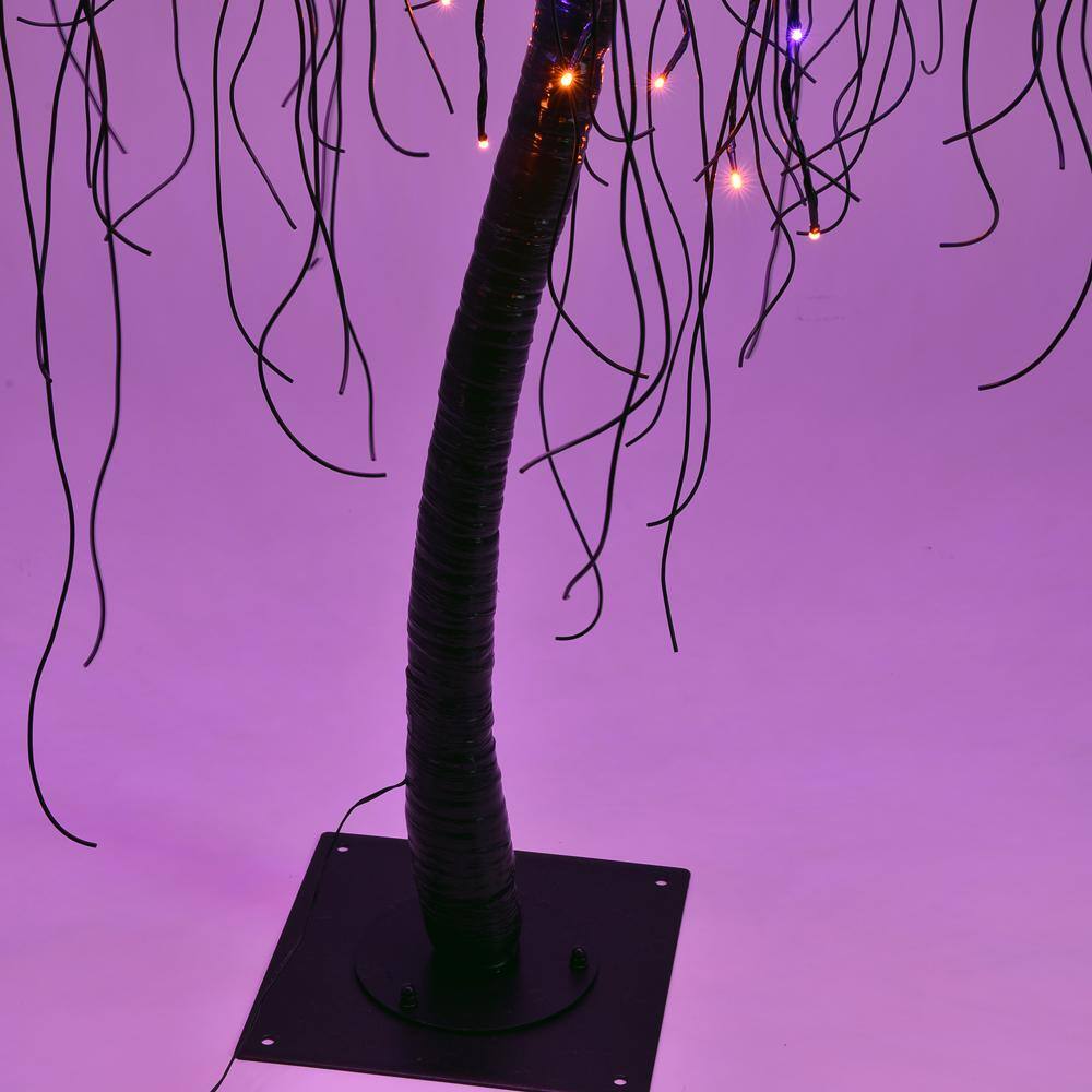 Lightshare 7 ft. Purple Pre-Lit LED Halloween Tree Artificial Christmas Tree with Spiders and 256 LED Lights