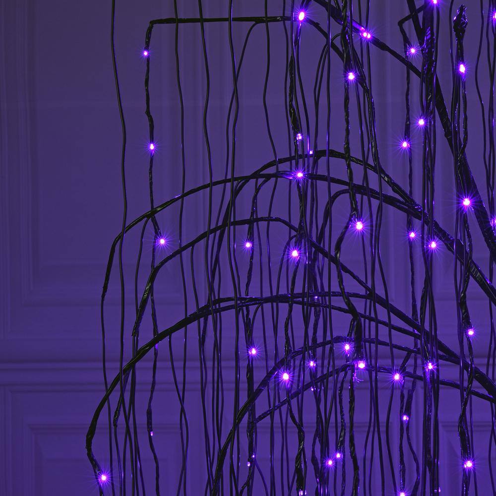 Lightshare 7 ft. Purple Pre-Lit LED Halloween Tree Artificial Christmas Tree with Spiders and 256 LED Lights