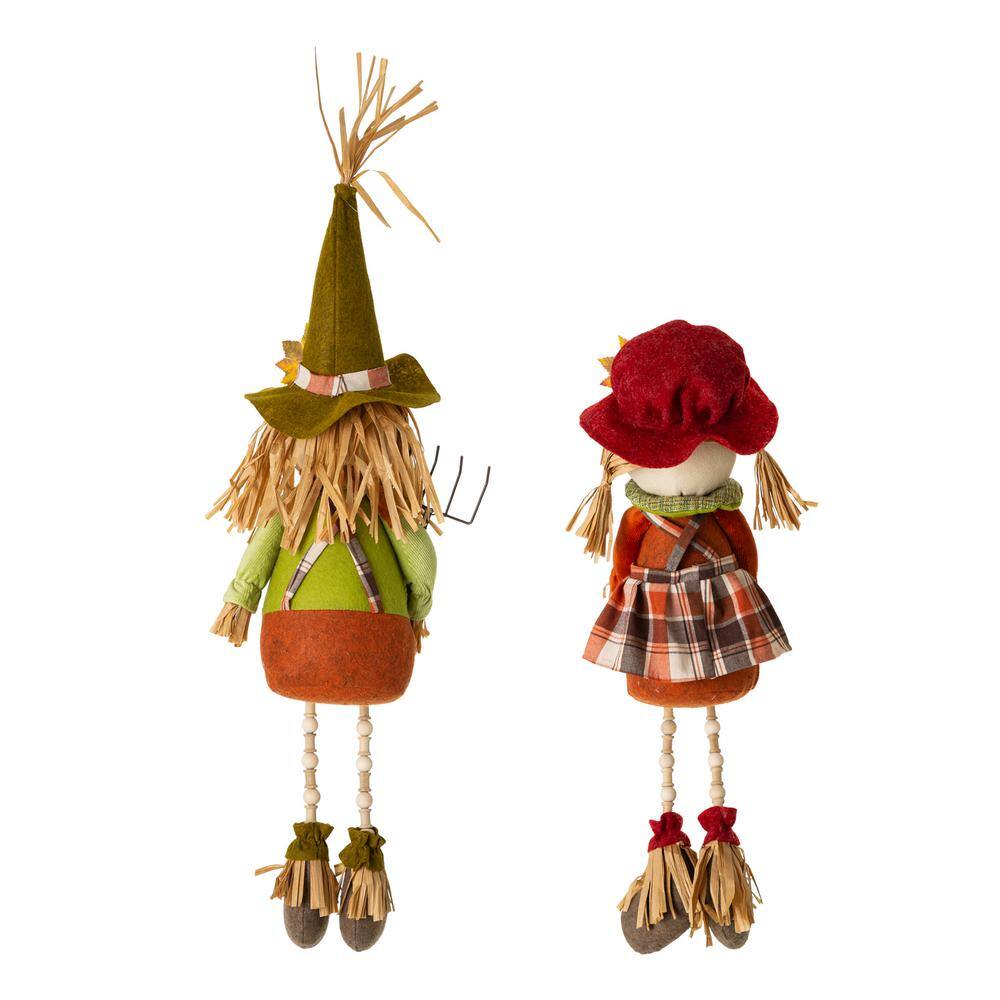 Glitzhome 25 in. H Fall Fabric Scarecrow Shelf Sitter (Set of 2)