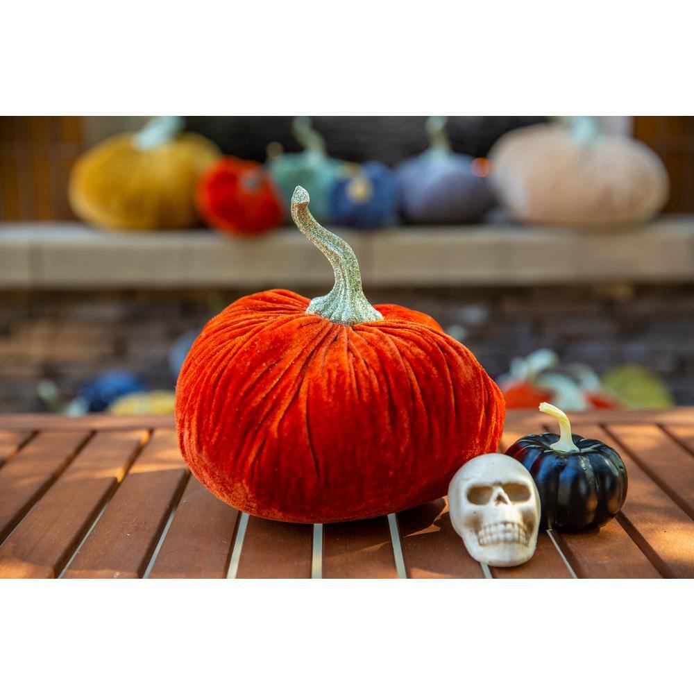 Flora Bunda 8.25 in. D x 8.5 in. H XX-Large Orange Velvet Pumpkin