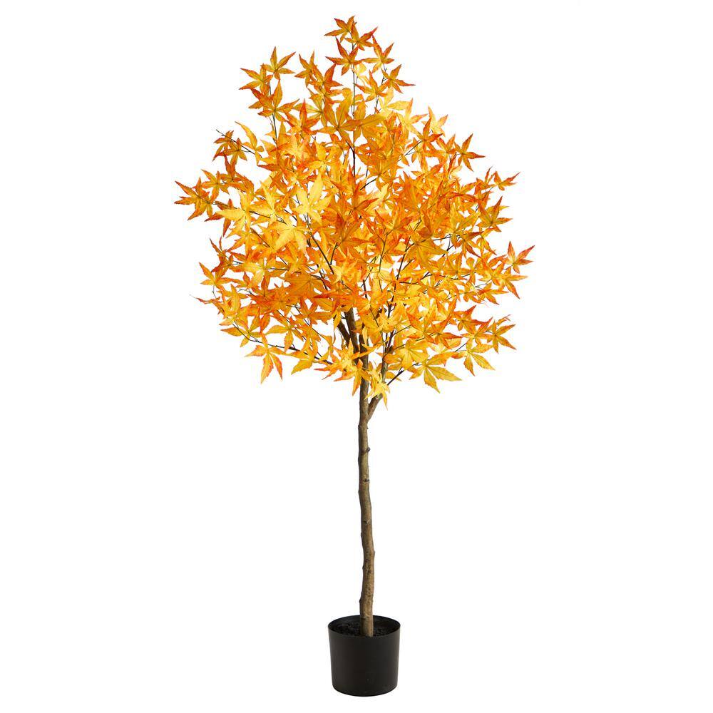 Nearly Natural 5 ft. Yellow Autumn Maple Artificial Tree