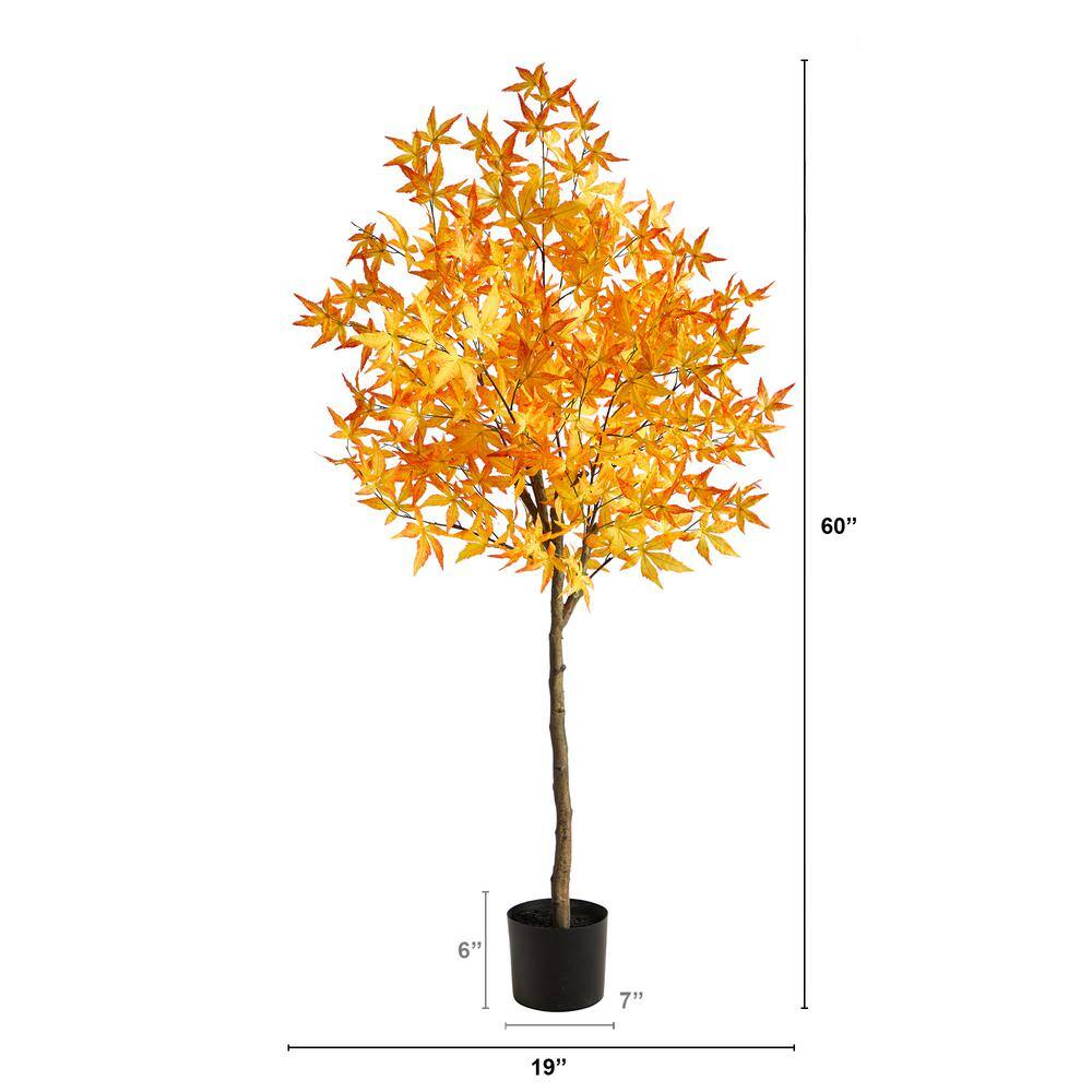 Nearly Natural 5 ft. Yellow Autumn Maple Artificial Tree