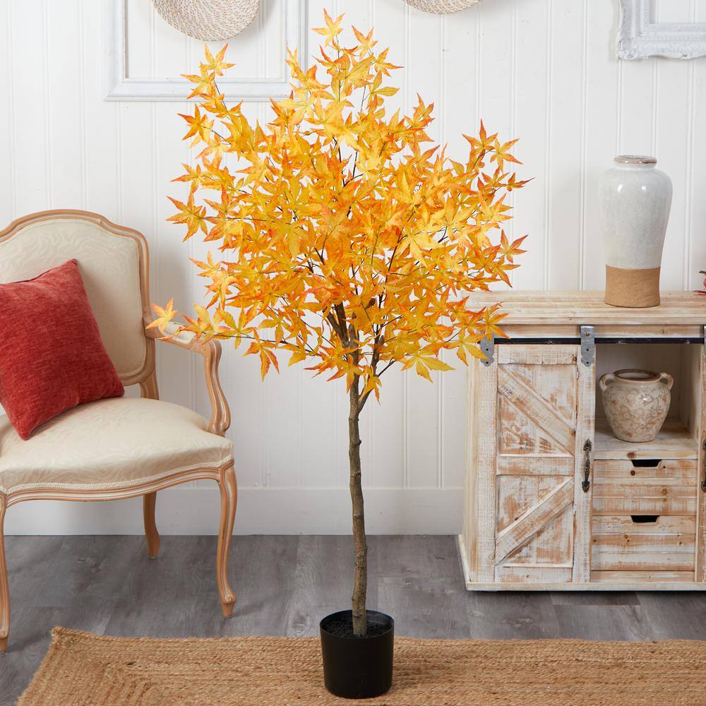 Nearly Natural 5 ft. Yellow Autumn Maple Artificial Tree