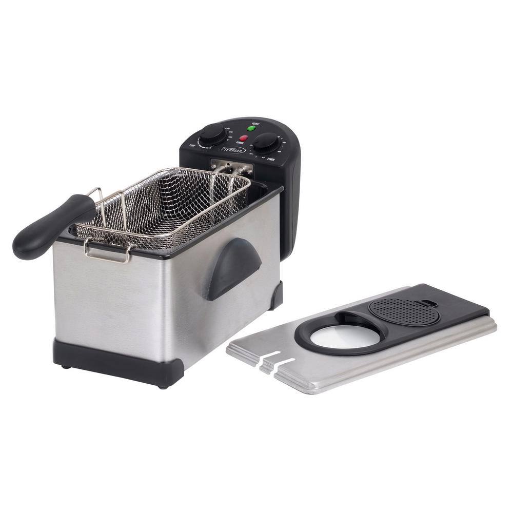 Premium LEVELLA 3.2 Qt. Stainless Steel Deep Fryer with Fry Basket