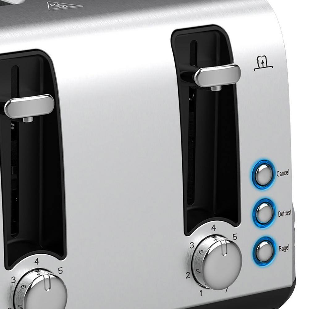 Brentwood Select Extra Wide 4 Slot Stainless Steel Toaster in Silver